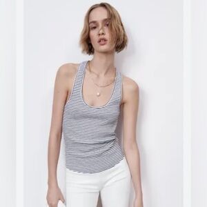 Zara Striped Black and White Tank Top